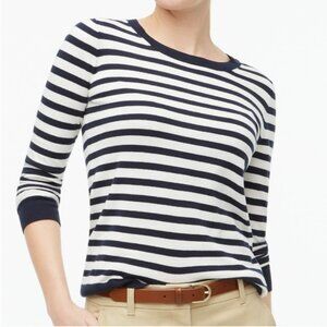 🌻J Crew Classic Stripe Pullover Cotton Teddie Long Sleeve Sweater Top Medium